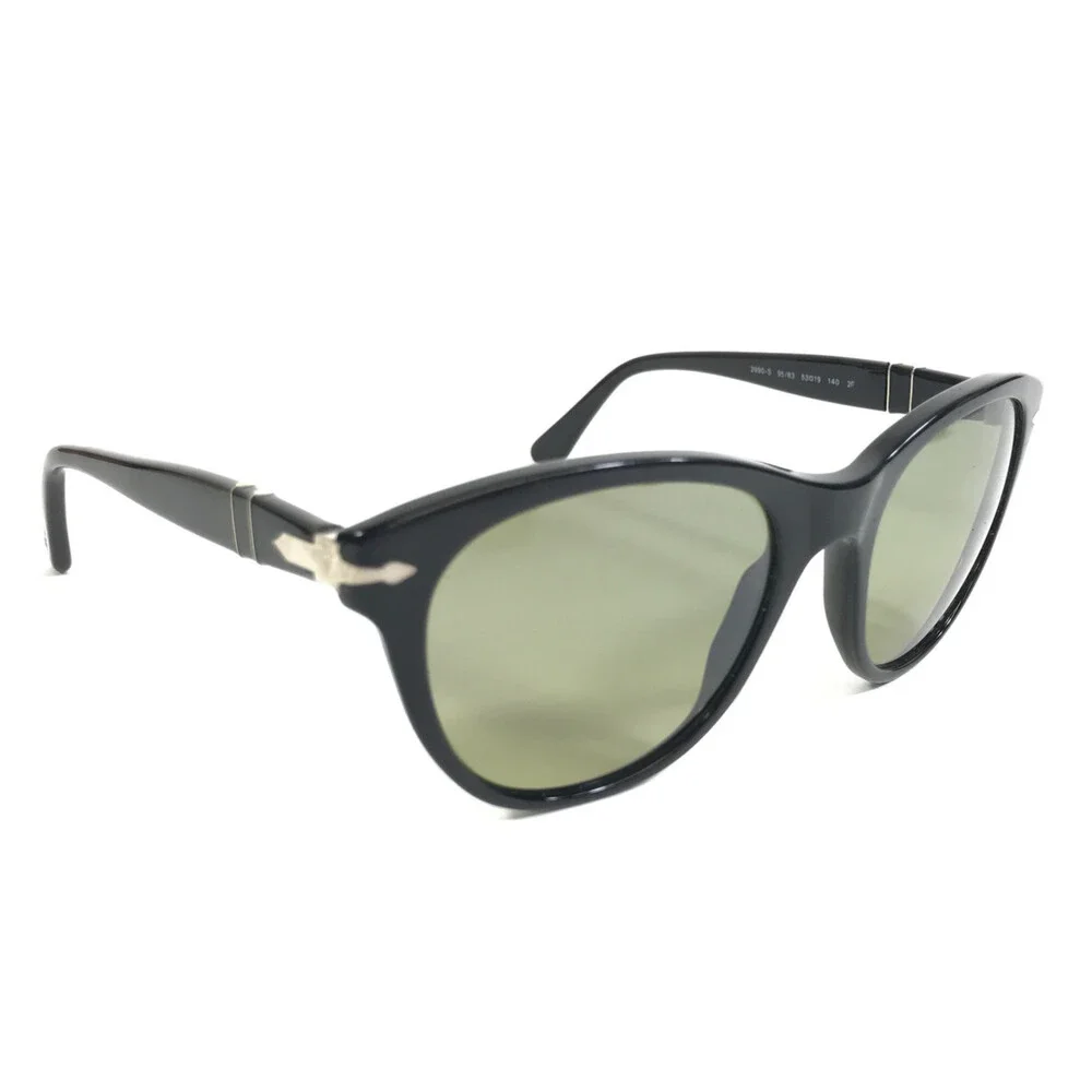 Persol Sunglasses 2990-S 95/83 Shiny Black Frames w Green Polarized Photochromic